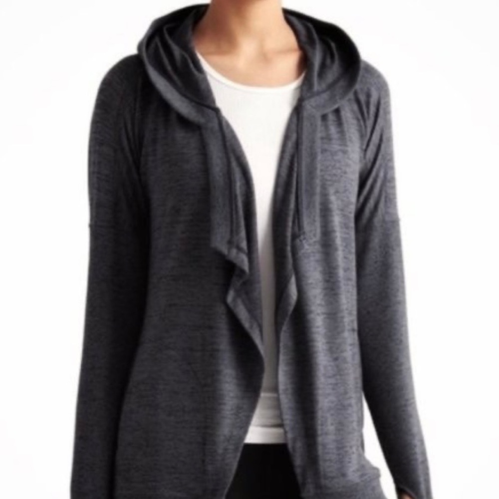 Athleta Blissful Hoodie Wrap Cardigan Medium Charcoal gray